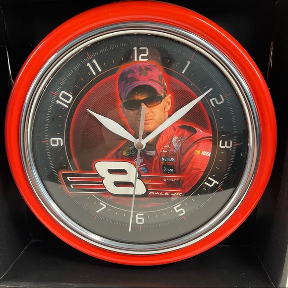 Dale Earnhardt Jr. #8 Red Wall Clock Battery Operated NEW IN BOX - Picture 4 of 5